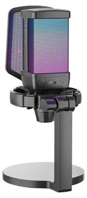 Image de Microphone gaming Fifine pour PC, microphone de streaming USB AmpliGame Q6 avec éclairage RGB  - Noir