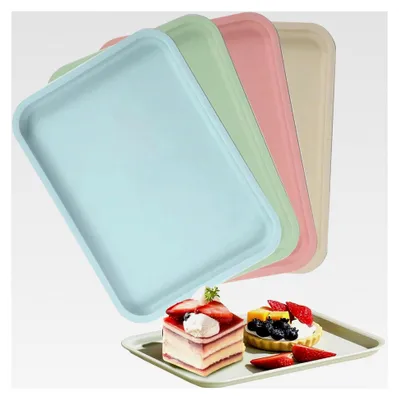 Produktbild von Kunststoff Serviertabletts, 4 Stück, rechteckig, 24,5 x 17,5 cm, für Küche, Esszimmer, Café