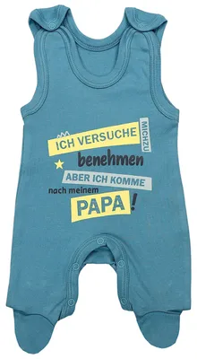 Produktbild von TupTam Unisex Baby Strampler mit Spruch I love Mum and Dad, Farbe: Ich versuche mich zu benehmen... / Jeansblau , Größe: 56