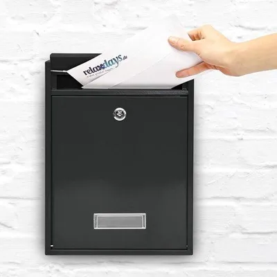 Produktbild von Famanu Briefkasten Wandmontage - Modernes Design, Schwarz, ca. 26,5 x 35 x 8,5 cm