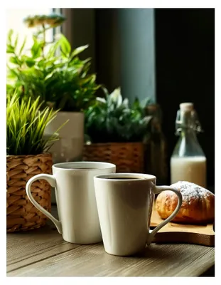 Produktbild von Keramikbecher Set 6 Stück 300 ml Kaffeetassen Teetassen Spülmaschinenfest Weiß
