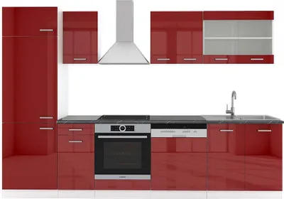 Produktbild von Küchenzeile Vicco R-Line Rot Hochglanz/Weiß 300 cm , AP Anthrazit, Model 42564