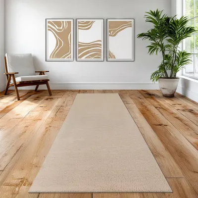 Produktbild von Beiger Teppich kuschelig weich zeitloser Stil pflegeleicht modern Größe - 60 x 110 cm