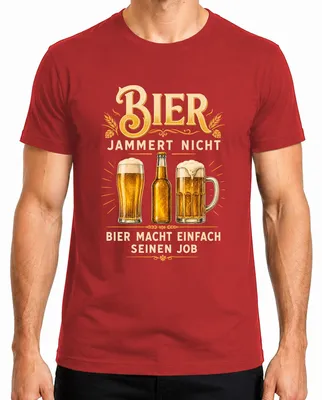 Zdjęcie produktu dla Koszulka męska "Bier jammert nicht" (Piwo się nie narzeka), czerwona, rozmiar XL