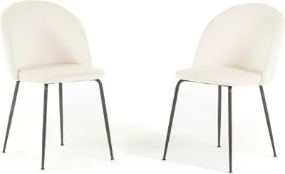 Produktbild von Set 2 gepolsterte Essstühle, Metallbeine, elegantes Design für Küche, Esszimmer, Bar und Restaurants SARA - Weiß/Dunkelgrau