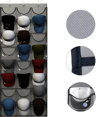 Produktbild von Hutablage Hängeregal Baseballkappen,Organizer für Schrankwand,3 Haken,24 Taschen Baseballcap-Organizer