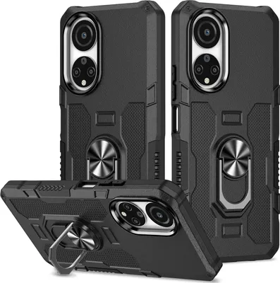 Produktbild von Honor X7 Hülle, Dual Layer Robuste Rüstung Ringhalter Ständer Schutzhülle für Honor X7 Schwarz