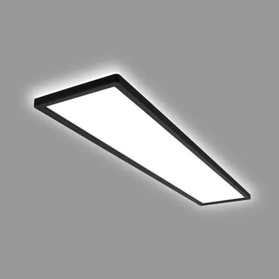 Image de BRILONER SLIM Plafonnier LED ultraplat 98x20cm rectangulaire 36W 4800lm 4000K lumière blanc neutre rétroéclairage Noir lampe plafond salon bureau cuisine couloir