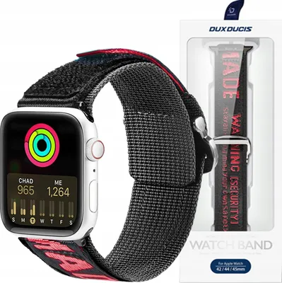 Immagine prodotto di Dux Ducis cinturino in nylon per esterni nero-rosso per Apple Watch Ultra, SE, Serie 9-1 (49-42 mm)