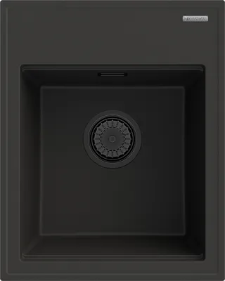 Produktbild von Granitan | Granitspüle - Spülbecken 1-Kammer - 50x40cm - Rechteckig - Schwarz - mit Siphon - ALOR