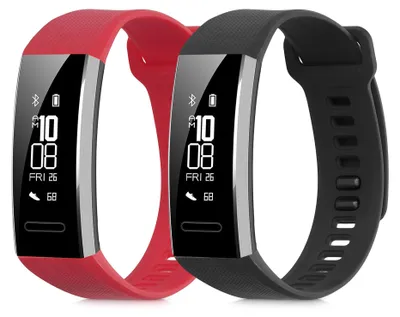 Produktbild von kwmobile 2x Uhrenarmband für Huawei Band 2 / Band 2 Pro Armband - Fitnesstracker Band Set aus TPU Silikon - Ersatzarmband Smartwatch - Bordeaux
