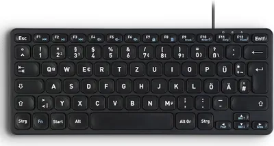Produktbild von Perixx PERIBOARD-416 DE USB Keyboard German, QWERTZ Black USB hub