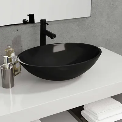 Produktbild von ZMH Waschbecken Glas 50x37x14 cm Schwarz
