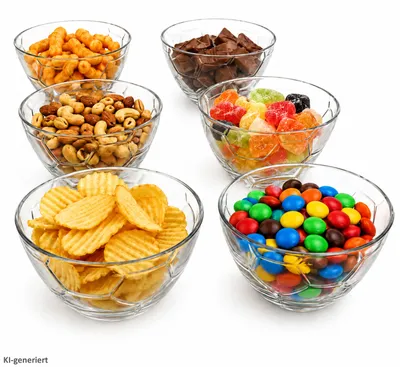 Produktbild von 6x Fußball Schale 450ml Glas Bowl Schüssel Ball Chips Snacks Party
