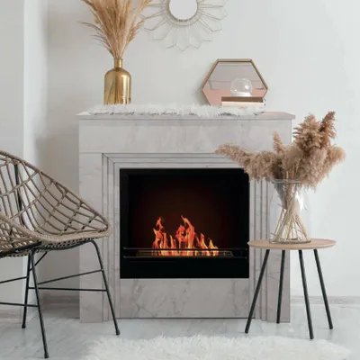 Image de Kinsasa - Cheminée à Bioéthanol, 96x35x96h cm Blanc, Capacité 1,8 lt