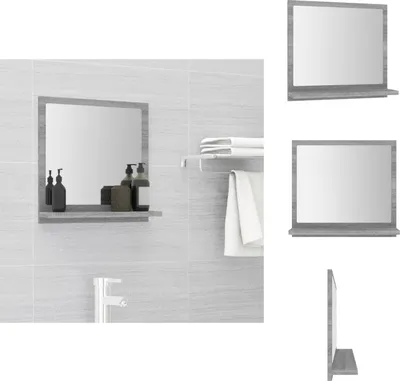 Obrázok produktu pre vidaXL Kúpeľňové zrkadlo sivé Sonoma 40x10,5x37 cm materiál na báze dreva - Kúpeľňové doplnky
