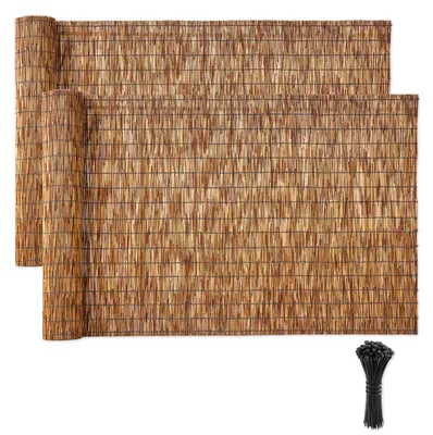 Produktbild von VEVOR Schilfrohrmatte 2er-Pack 4x1,2 m Schilfmatte Sichtschutzmatte Dekorativer Gartenzaun, Balkonverkleidung Sichtschutzzaun Balkonschutz Sichtschutzstreifen für Balkon Terrasse Garten Braun