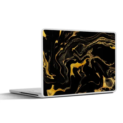 Produktbild von MuchoWow® Laptop Aufkleber Sticker Cover Muster - Gold - Schwarz 25x18 cm - Laptop-Deko