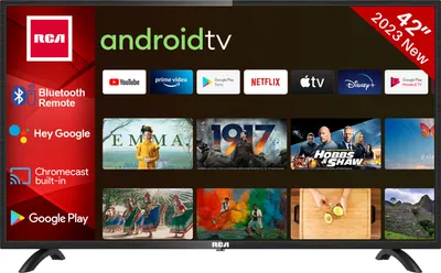 Produktbild von RCA RS42F3 Android Fernseher 42 Zoll (106 cm) Smart TV mit Google Assistant, Chromecast, Netflix, Prime Video, Google Play Store für DAZN, Disney+ UVM, BT-Fernbedienung, Wifi, Triple-Tuner