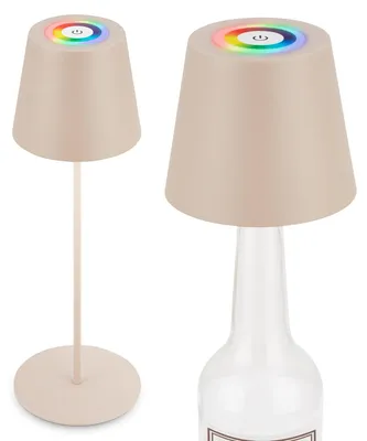 Zdjęcie produktu dla Lampa stołowa LED RGBW 3w1, bezprzewodowa, IP44, z regulacją jasności, sterowanie dotykowe, regulowana wysokość, odporna na bryzgi, kolor beżowy, wymiary: 36 x Ø10,5 cm