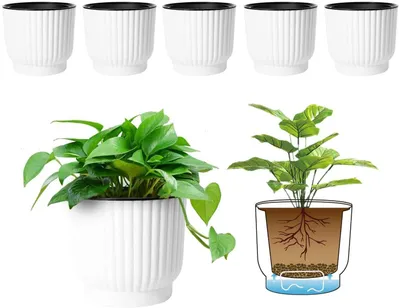 Productafbeelding van Solidchoice - Zelfwatergevende Plantenpot Set van 6