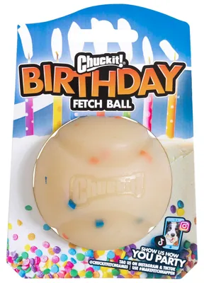 Productafbeelding van Chuckit! Verjaardags-apporteerbal, gemaakt van natuurlijk rubber, stevige hondenbal, diameter 6,5 cm