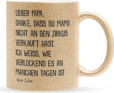 Produktbild von 22Feels Glitzertasse Gold Papa Geschenk von Sohn Vatertag Vater Geburtstag Weihnachten Kaffeetasse Männer Haferl Geschenkidee Bürotasse