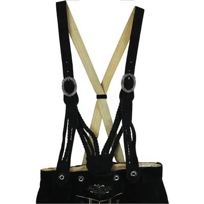 Produktbild von Trachten Lederhosen Klassische Hosenträger Trachtenmode V-Träger, Farbe:Schwarz