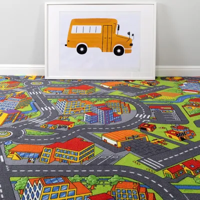 Produktbild von Steffensmeier Teppichboden Anton Meterware  | Auslegware für Kinderzimmer | Spielteppich | Straße, , Größe: 100x100 cm