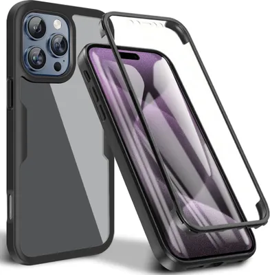 Produktbild von Schutzhülle für iPhone 16 Pro, Eingebautem Displayschutz 360 Grad Komplettschutz Handyhülle Schwarz