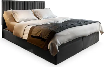 Produktbild von Masseno Boxspringbett MURLO 180x200 cm Komplett-Set mit Bonell Matratze und Topper, Polsterbett mit Bettkästen -Grau, PAROS 06