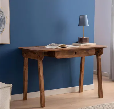 Image de Table à tiroirs marron foncé Bureau design en bois Meubles de bureau