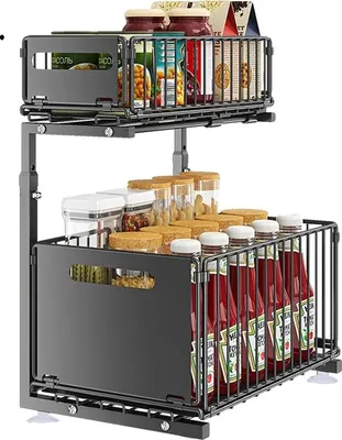 Produktbild von Unter-Sink-Organizer, verstellbare Höhen, langlebige Konstruktion, schwarz