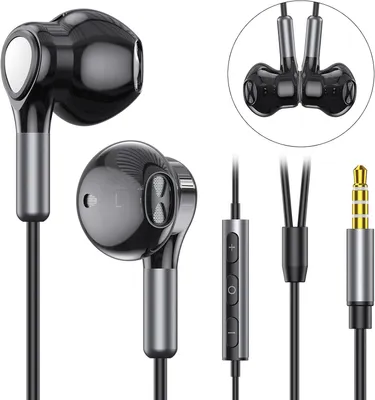 Produktbild von In-Ear Kopfhörer mit Kabel, 3.5mm Klinke, Mikrofon & Lautstärkeregler, Geräuschisolierung, kompatibel mit Smartphone, Tablet & MP3