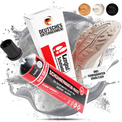 Produktbild von Langlauf Schuhbedarf Schuhreparaturpaste altweiß 90g – DIY Reparatur für Sohlen & Absätze, modellierbare Gummimasse, perfekt für Leder, Gummi & Kunststoff,  Germany