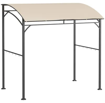 Produktbild von Grillpavillon mit UV-Schutz Dach, Stahlrahmen & Haken, Gartenpavillon Grillüberdachung, Beige, 215x150x220cm