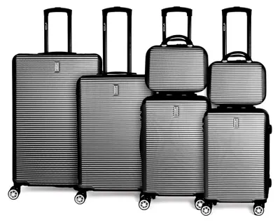 Produktbild von 6-teiliges Reisekofferset | Handgepäck + Handgepäck + Mittlerer + Großer + 2 Kosmetiktaschen | Schwarz