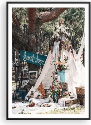 Produktbild von Gerahmtes Poster - Schwarzer Rahmen - Jungvermählten Liebe Landschaft - 70x100 cm - Wand Bild - Wanddeko - Wandbilder - Kunstposter - Wandposter - Bilderrahmen - Bilder - Kunstdruck - P2BPA70x100-4642