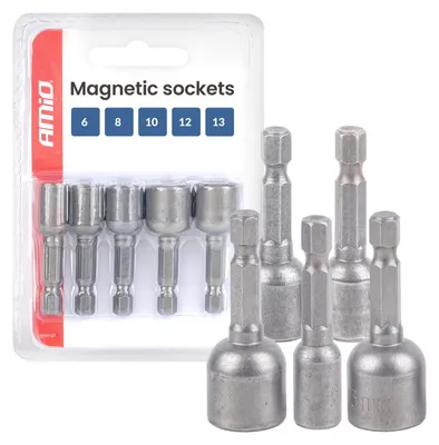 Immagine prodotto di Set bussole magnetiche 5 pz. 6-8-10-12-13mm AMIO-04937
