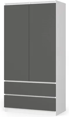 Immagine prodotto di Armadio - Contenitore per abiti - Organizzatore per abiti - Due ante, due cassetti - Larghezza: 90 cm - Bianco e grigio grafite