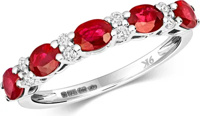 Produktbild von 9 Karat (375) Weißgold Damen - Diamant Ring Brillant-Schliff 0.10 Karat H - I1 mit Rubin, 50 (15.9); TRS3017RSK