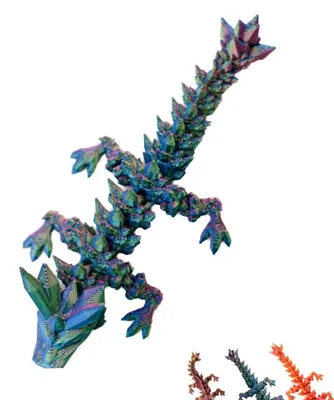 Obrázek produktu pro Dekorační figurka 3D drak – 10 cm | Fantasy sběratelská soška – Modro-zeleno-fialová
