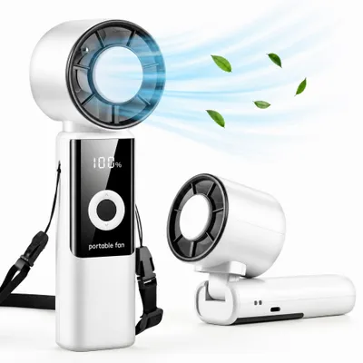 Produktbild von Tragbarer Handventilator, Faltbar Mini Ventilator mit 4000 mAh Akku bis 16 Std. Laufzeit, LED-Display, 1-199 Geschwindigkeitsstufen,Leise, Panda-Farbe