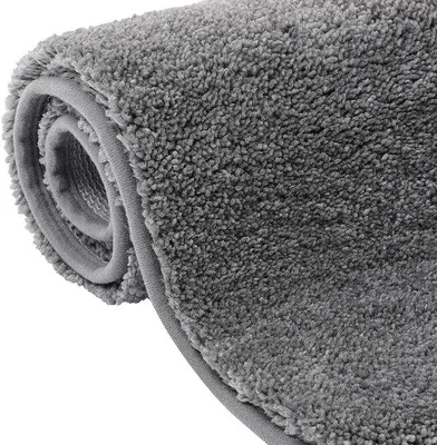 Immagine prodotto di Tappetino da bagno Unyqoos® grigio – tappetino da bagno rotondo antiscivolo, 40 x 60 cm, realizzato in morbida microfibra assorbente con base antiscivolo in TPR