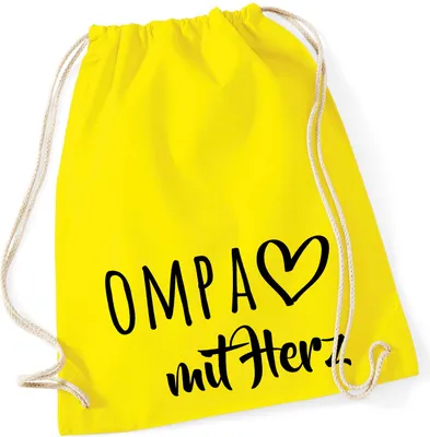 Produktbild von Huuraa Turnbeutel OMPA mit Herz 12 Liter Yellow Baumwolle Rucksack Geschenkidee