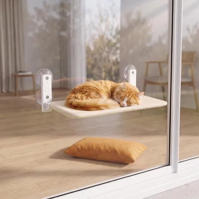 Produktbild von Katzen Hängematte Fensterliege faltbar Beige 52x30cm