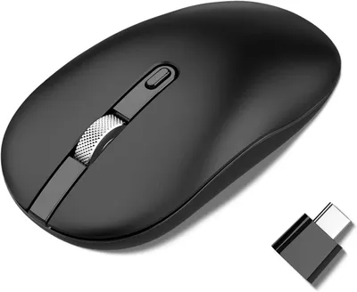 Image de Souris sans fil USB C 2,4G Slim ambidextre silencieuse pour Mac, ordinateur portable, PC, tablette, portée de 15 m, ergonomique, portable, Plug & Play