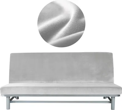 Produktbild von Elastischer Velours-Bezug für Schlafsofa Couch 190–210 cm in Hellgrau – Schonbezug