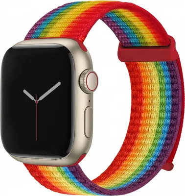 Produktbild von Smartwatch Armband für Apple Watch Series 8 41mm Nylon Textil Band Ersatzband Wechselband Klettverschluss flexibel atmungsaktiv Regenbogenfarben