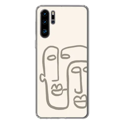 Produktbild von MuchoWow® Handyhülle Schutzhülle Hülle für Huawei P30 Pro Gesicht - Abstrakt - Strichzeichnung Silikon Softcase Handy Hülle - Schutzdeckel